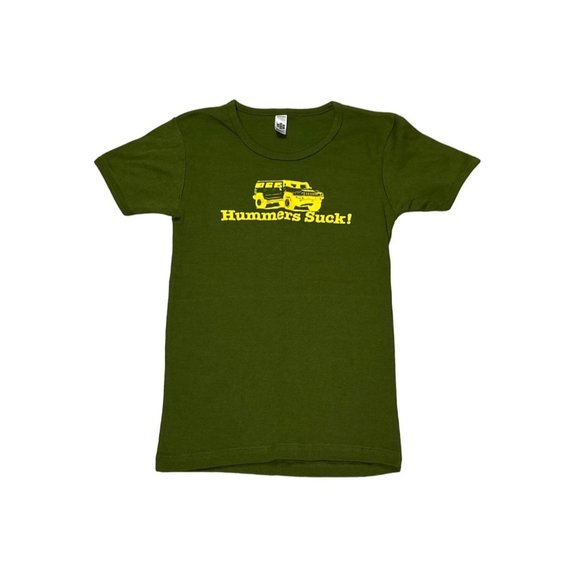 American Apparel Shirt Kids Small Green Hummers Suck Graphic Tee Short Sleeve - Picture 2 of 8